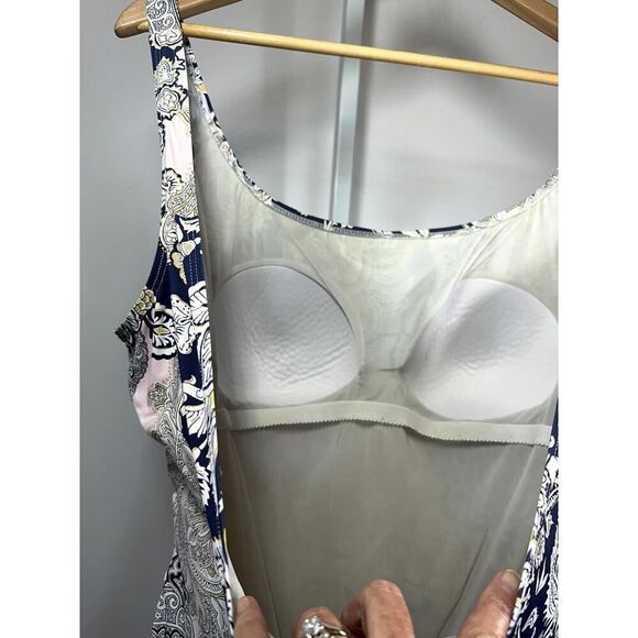 KUNY BARCELONA Women's Paisley Floral Tankini One Piece Swimsuit Pink Size 16 - Picture 7 of 9